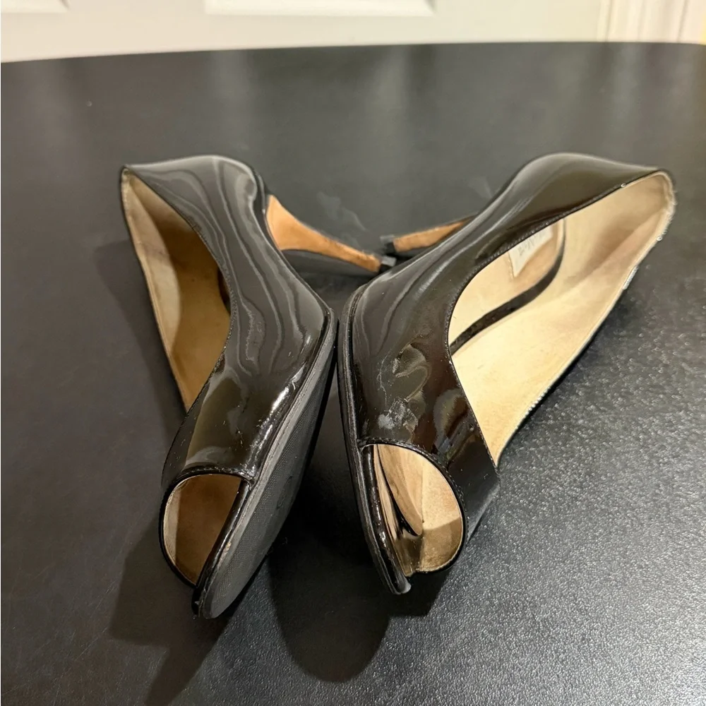 MaxMara patent leather Black Peep-Toe shoes size 6.5